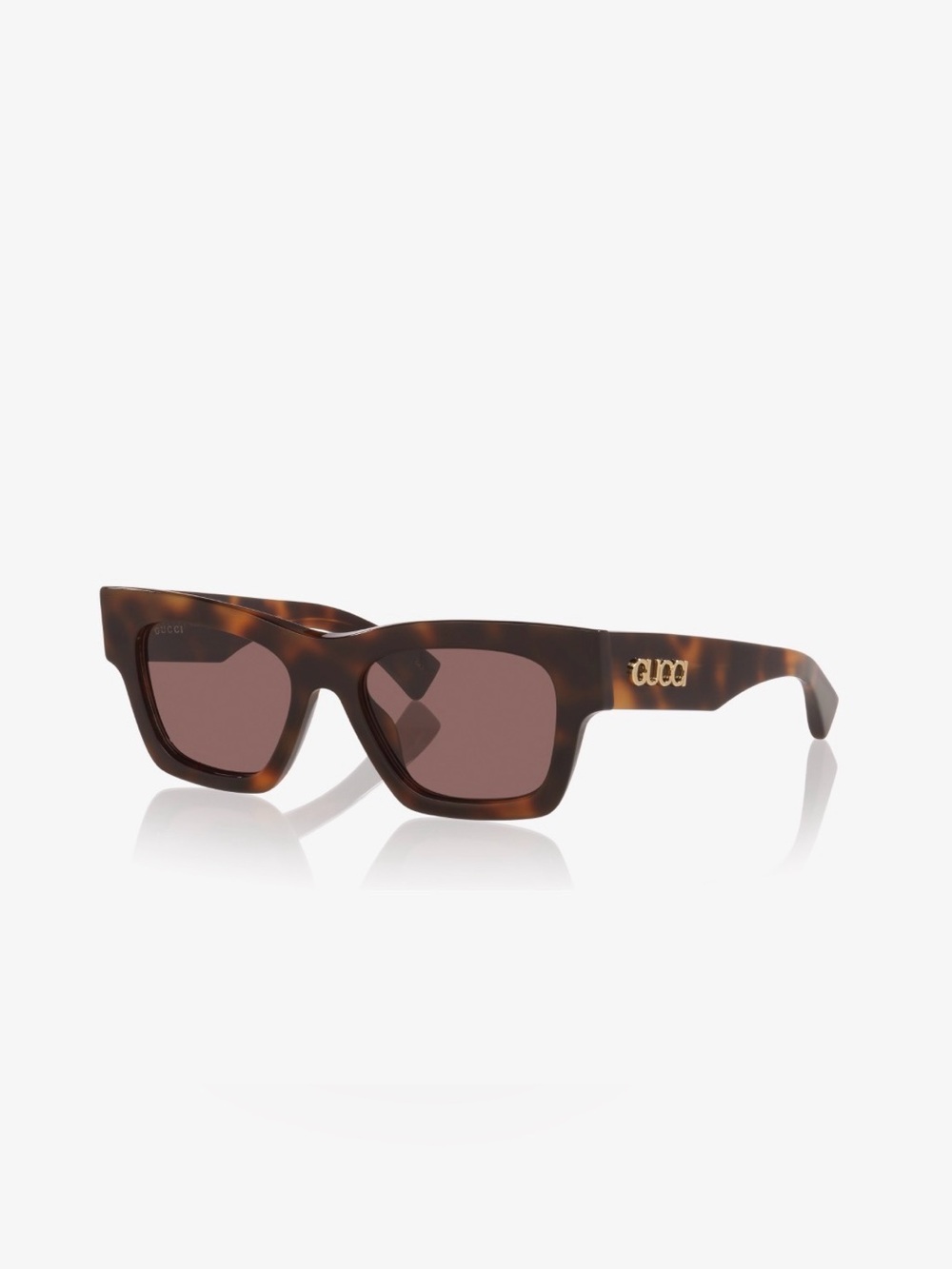 Gucci Gold Tone Logo Havana Brown Sunglasses $495